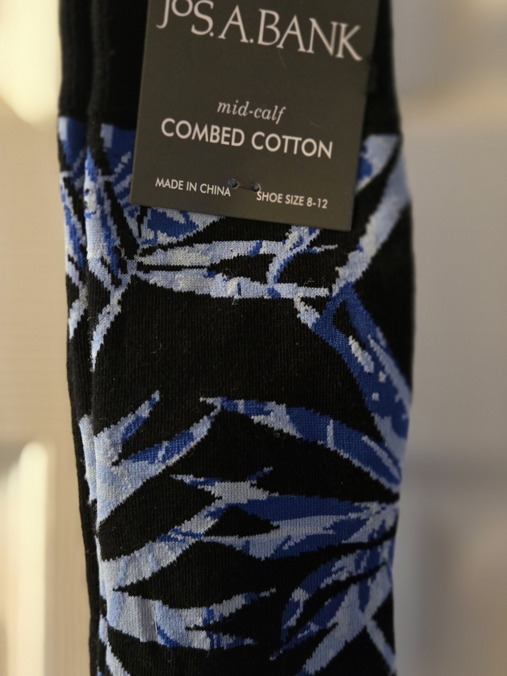 Jos. A. Bank Black Socks with Blue Abstract Pattern